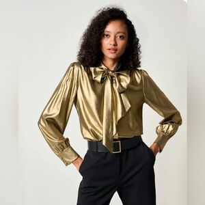 Lilysilk silk bow tie blouse vintage